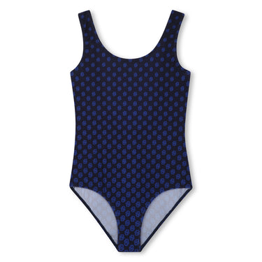 BOSS Traje de baño para niña y adolescednte, azul marino all over print logo